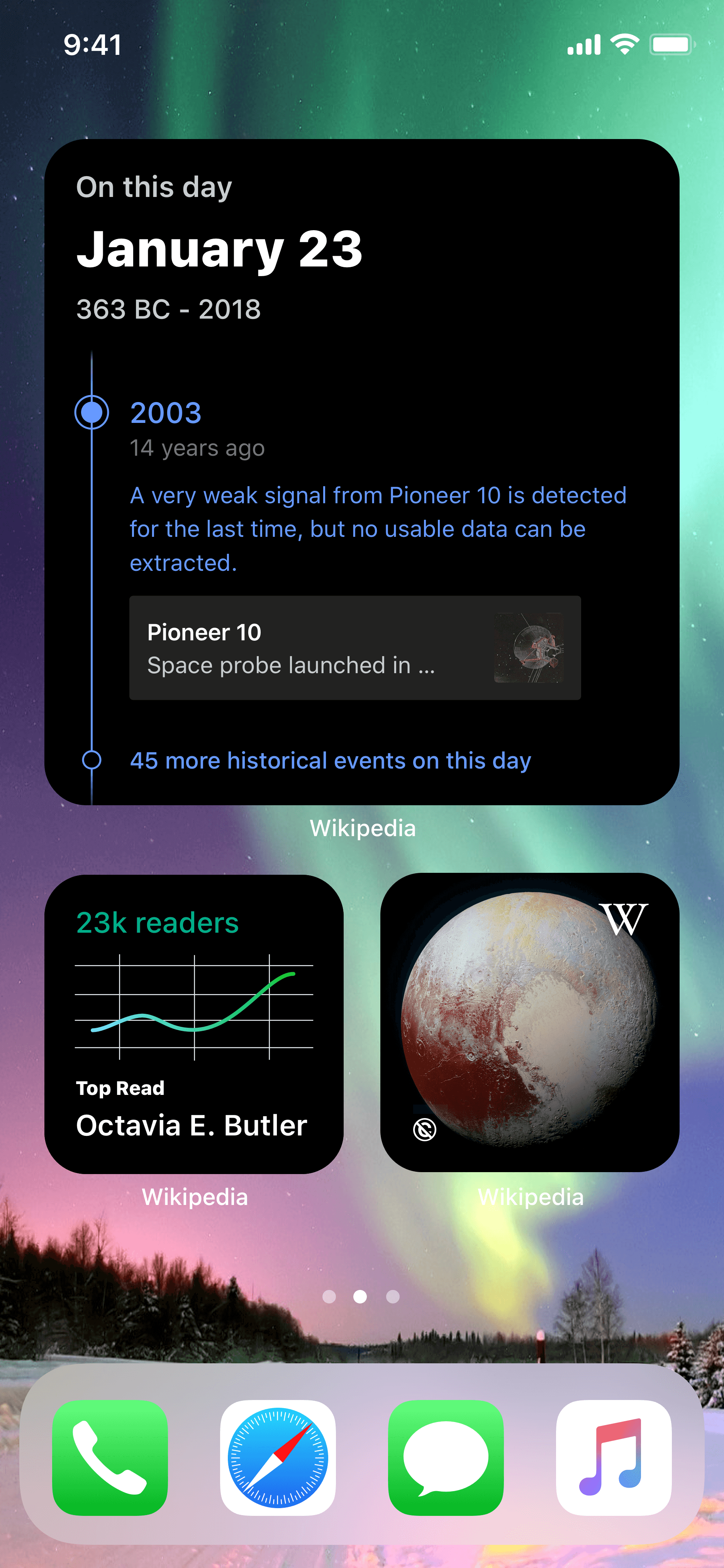 Wikipedia for iOS app: home screen widgets.